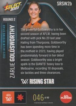 2023 Select Hilites & Rising Star AFLW #SRSW2b Zarlie Goldsworthy Back
